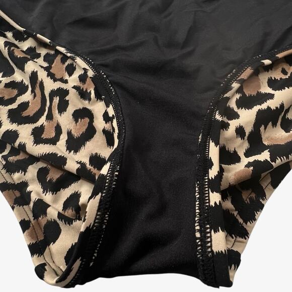 Kate Spade Crystal Cove Leopard Print Bikini Swim Bottom XL Studded Scallop Edge - Picture 7 of 9